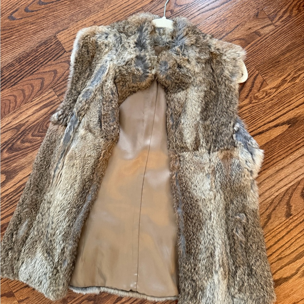 Michael Kors Faux Fur Vest in Brown and Tan
